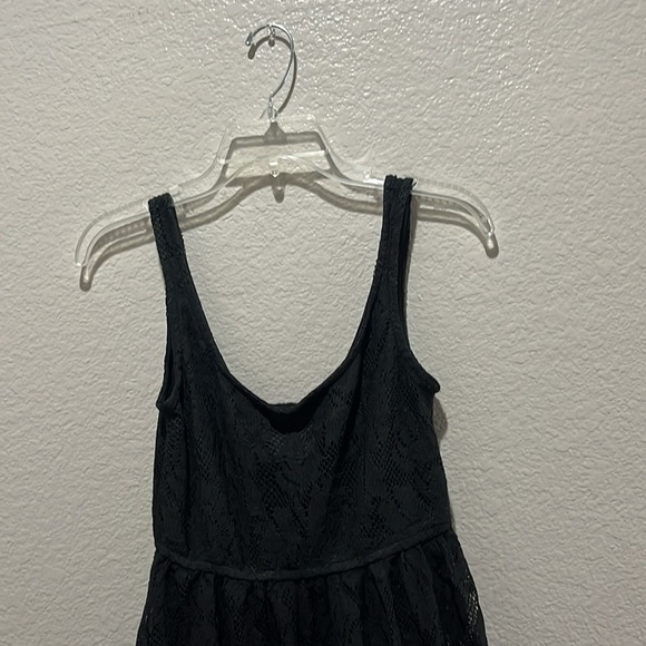Catch My i Black Sleeveless Scoop Neck Mini Sundress Lace Flowy Party Dress Sz M - Picture 7 of 10
